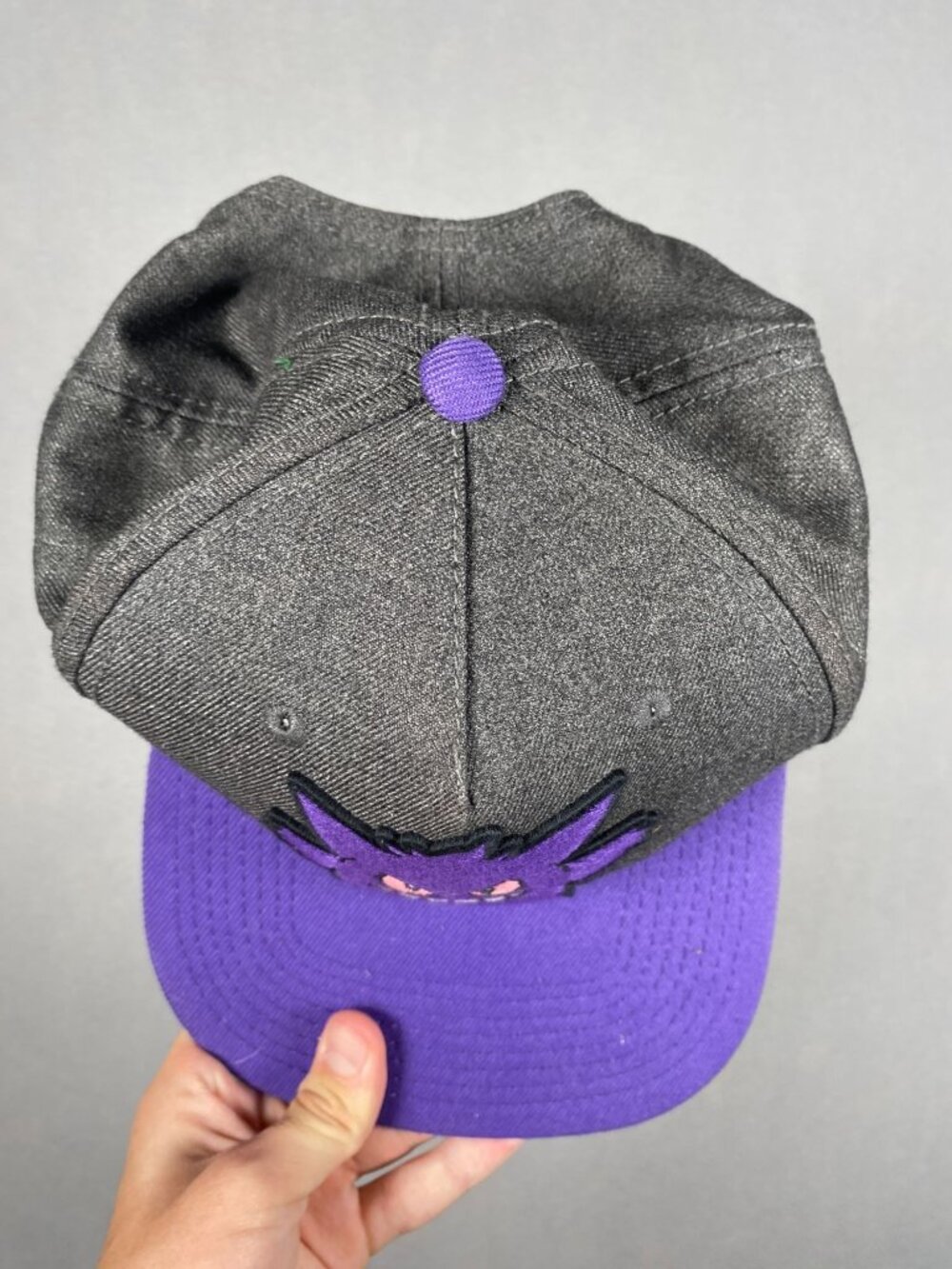 Pokemon Gengar Snapback Hat Gray & Purple Adjustable Cap One Size Fits Most - Picture 2 of 5